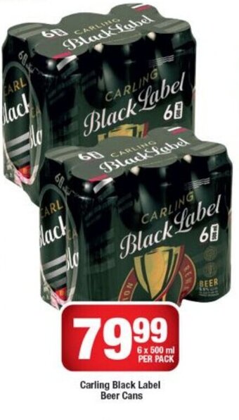 OK Liquor Carling Black Label Beer Cans 6 x 500 ml per pack offer