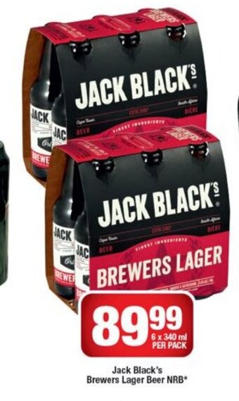 Jack Black's Brewers Lager Beer NRB 6 x 340ml per pack