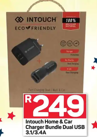 Intouch Home & Car Charger Bundle Dual USB 3.1/3.4A