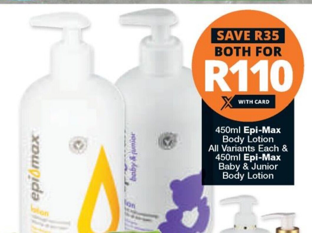 EpiMax Body Lotion 450ml offer at Checkers
