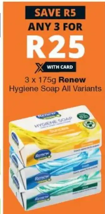 Checkers Renew Hygiene Soap 3x175g offer