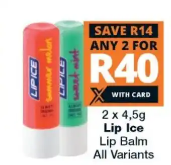 Checkers Lip Ice Lip Balm 2x4,5g offer