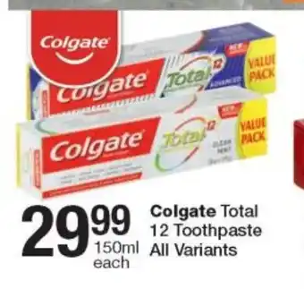 Checkers Colgate Total 12 Toothpaste 150ml offer