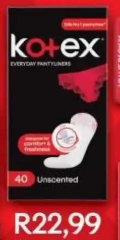 Checkers Kotex Unscented Pantyliners 40 offer