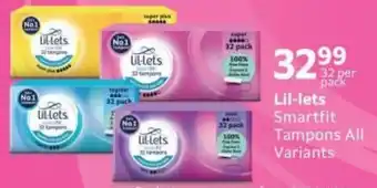 Checkers Lil-lets Smartfit Tampons 32 per pack offer