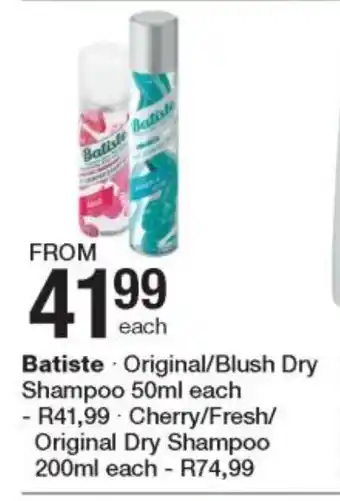 Checkers Batiste Original/Blush Dry Shampoo 50ml offer