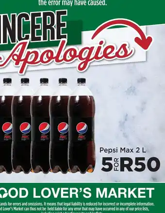 Food Lover's Market Pepsi max 5 offer