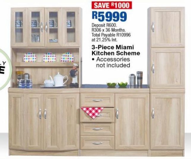 3 piece miami kitchen scheme offer at OK Furniture