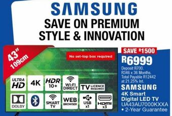 Samsung 4k smart digital led tv ua43au7000kxxa