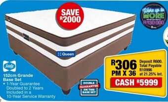 OK Furniture 152 cm grande base set offer