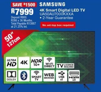 OK Furniture Samsung 4k smart digital led tv ua50au7000kxxa offer