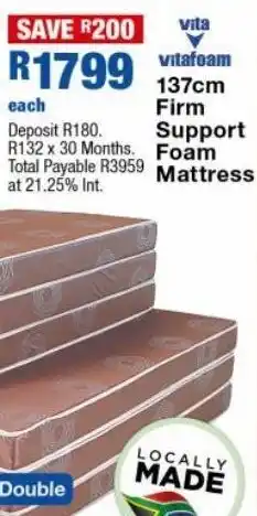 OK Furniture 137 cm firm support foam mattress offer
