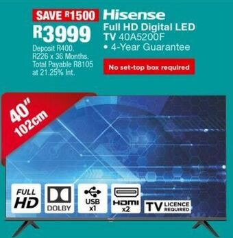 OK Furniture Hisense full hd digital led tv 40a5200f offer