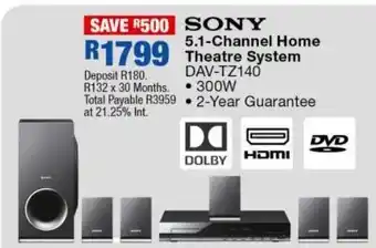 OK Furniture Sony 5.1 channel home theatre systems dav-tz140 offer