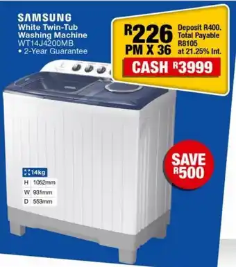 OK Furniture Samsung white twin-tub washing machine wt14j42oomb offer