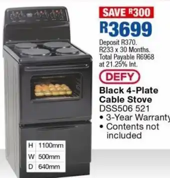 OK Furniture Black 4 plate cable stove dss506 521 offer
