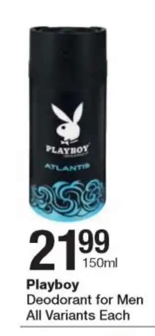 Checkers Playboy Deodorant For Men 150ml offer
