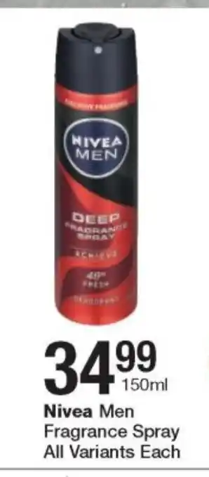 Checkers Nivea Men Fragrance Spray 150ml offer