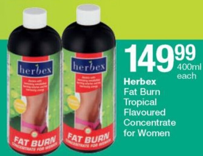 Herbex Fat Burn Tropical Flavoured Concentrate for Women 400ml offer at