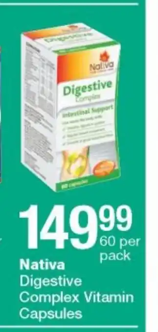 Checkers Nativa Digestive Complex Vitamin Capsules 60 per Pack offer