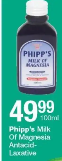 Checkers Phipp's Milk of Magnesia Antacid-Laxative 100ml offer