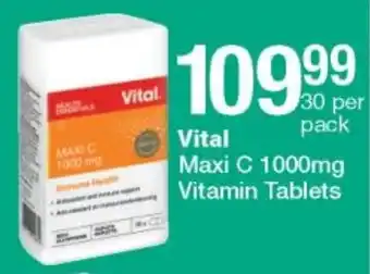 Checkers Vital Maxi C 1000mg Vitamin Tablets 30 per Pack offer