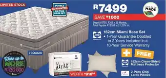 OK Furniture 152cm miami base set offer