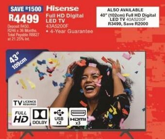 OK Furniture Hisense full hd digital led tv 43a5200f offer