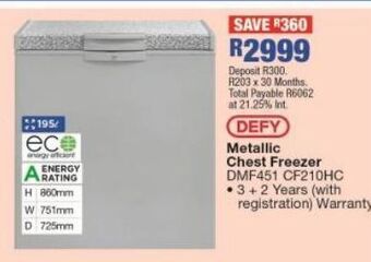 OK Furniture Metallic chest freezer dmf451 cf210hc offer