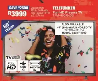 OK Furniture Telefunken full hd plasma tv tmp-600fhdb offer