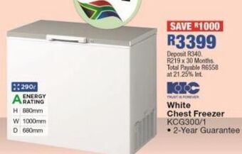 OK Furniture White chest freezer kcg300/1 offer