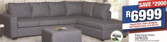 OK Furniture Emily corner chaise lounge suite with ottoman offer
