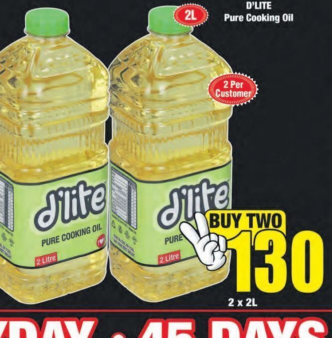 D'lite cooking oil 2 offer at Boxer