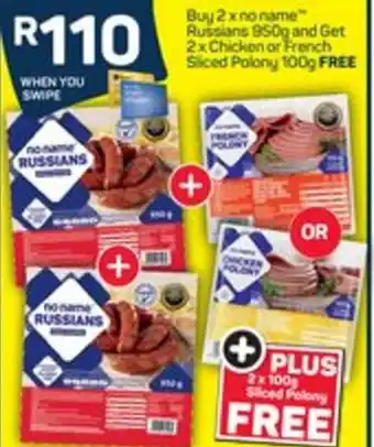 Pick n Pay Russians 950g /Chicken or French Sliced Polony offer