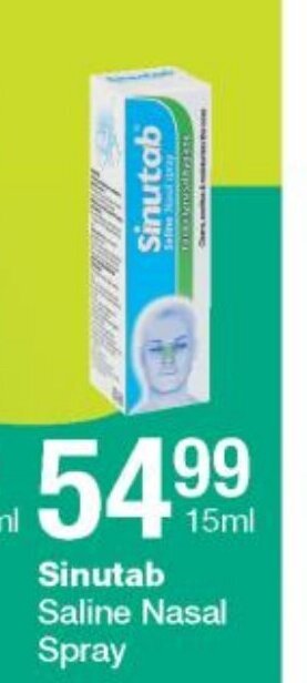 Checkers Sinutab Saline Nasal Spray 15ml offer