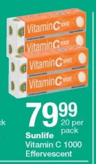 Sunlife Vitamin C 1000 Effervescent 20 per Pack