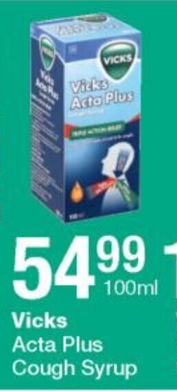 Checkers Vicks Acta Plus Cough Syrup 100ml offer