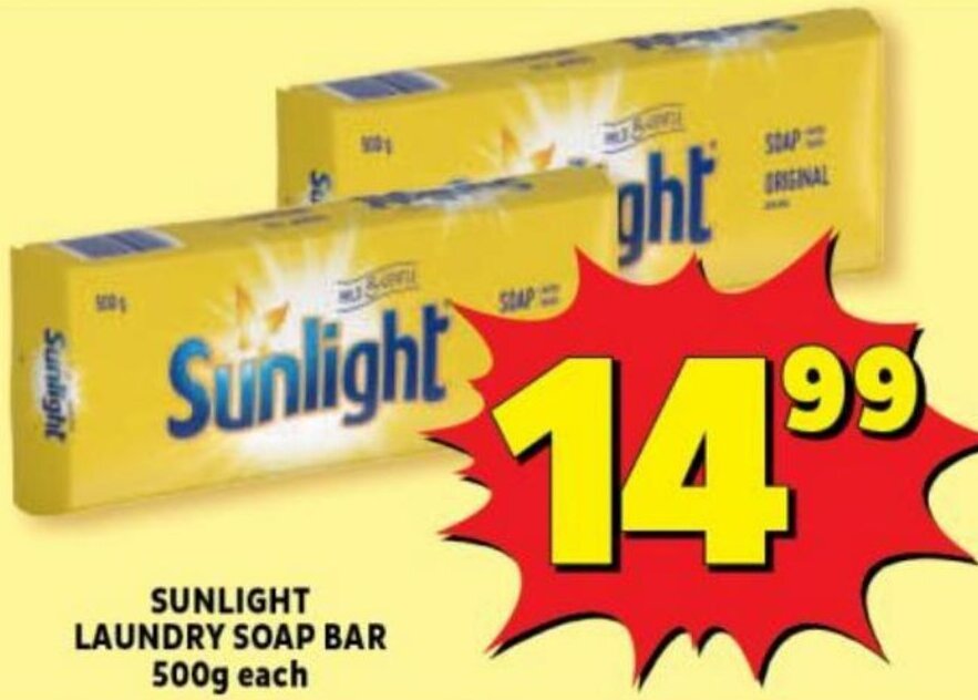 Sunlight Laundry Soap Bar 500g offer at Usave