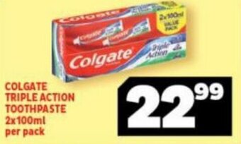 Usave Colgate Triple Action Toothpaste 2 x 100ml offer