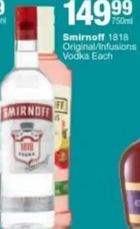 Checkers Liquor Shop Smirnoff 1818 750ml offer