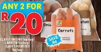 Usave Class 1 Onions 1kg Bag/ Carrots 1kg Bag/Class 1 Potatoes 1kg Bag offer