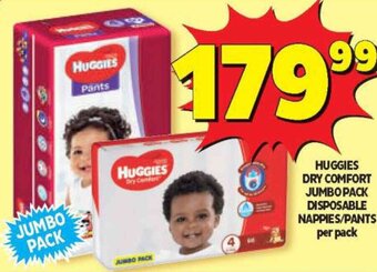 Usave Huggies Dry Comfort Jumbo Pack Disposable Nappies/pants offer
