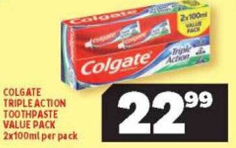 Usave Colgate Triple Action Toothpaste 2 x 100ml offer