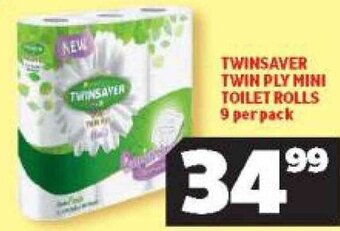 Usave Twinsaver Twin Ply Mini Toilet Rolls 9 per Pack offer