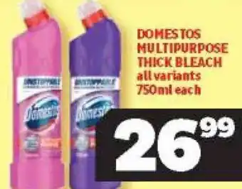 Usave Domestos Multipurpose Thick Bleach 750ml offer