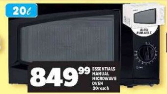 Usave Essential Manual Microwave Oven 20L offer