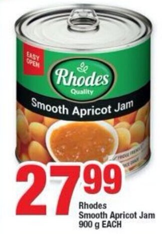 OK Foods Rhodes Smooth Apricot Jam 900g offer