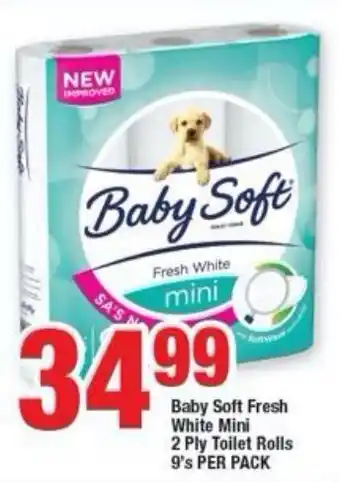 OK Foods Baby Soft Fresh White Mini 2 Ply Toilet Rolls 9's per Pack offer