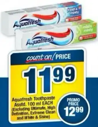 OK Foods Aquafresh Toothpaste Asstd. 100ml offer