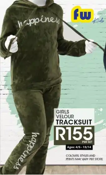 Girls Velour Tracksuit